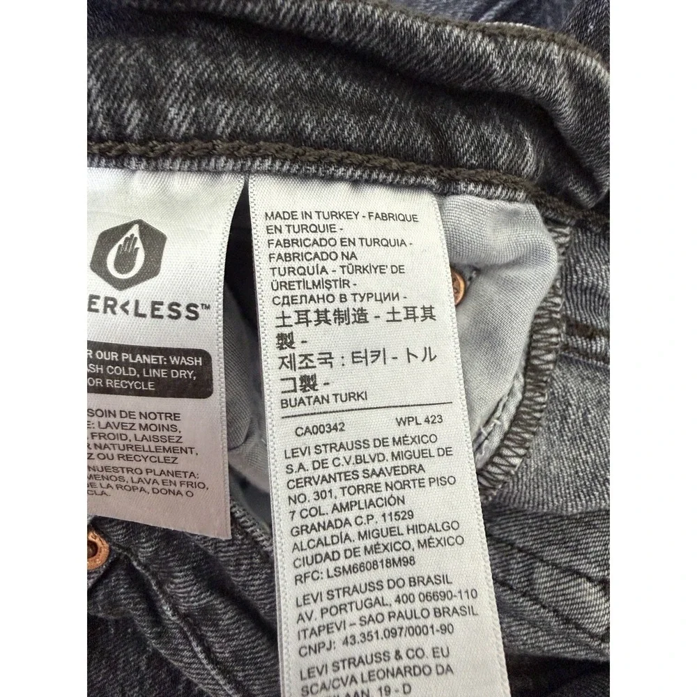 Levis Ribcage Straight Ankle Jeans Womens 27x27 Black Dark Wash Button Fly